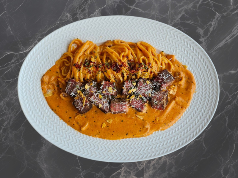 스테이크 로제파스타